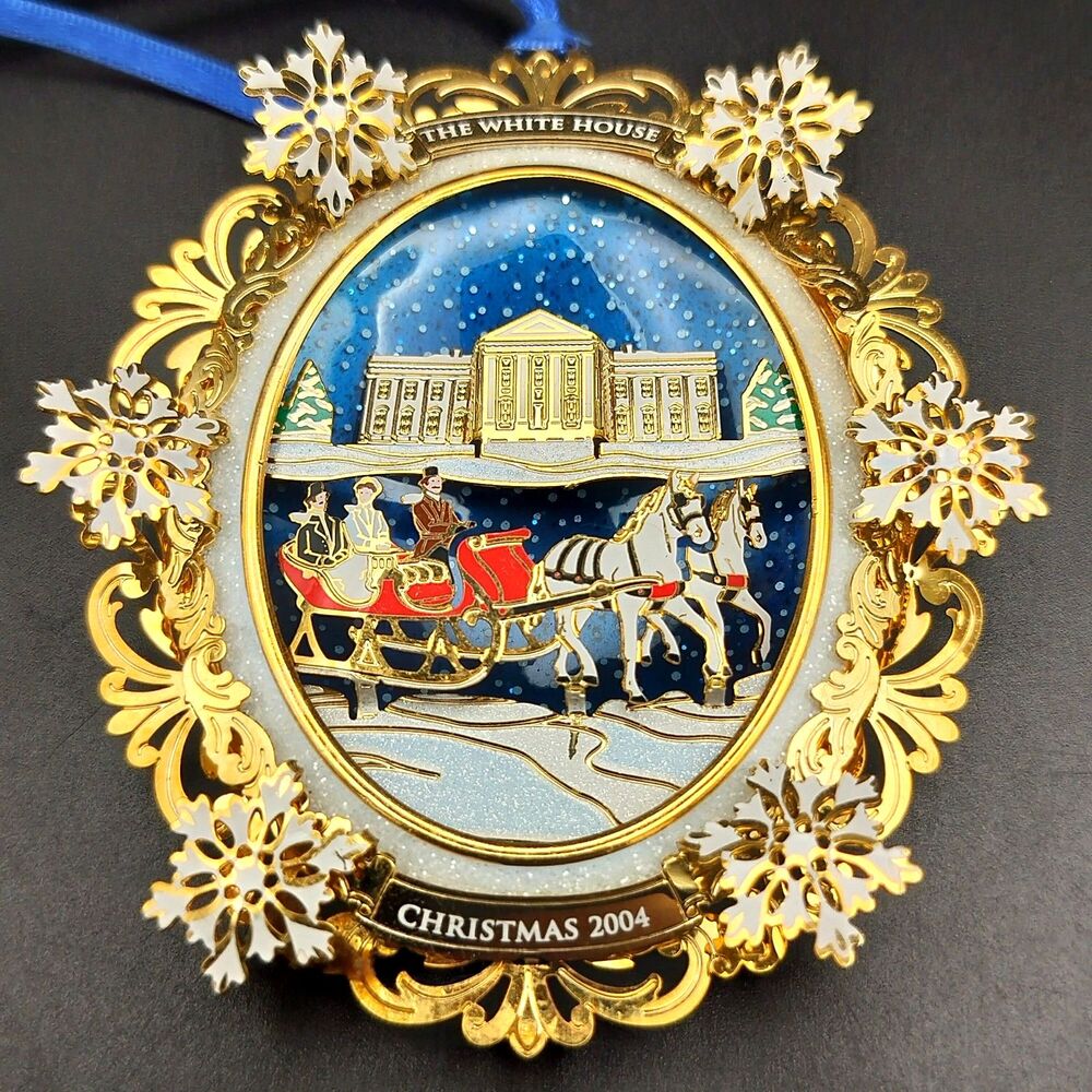 The White House Christmas 2004 Ornament - President & Mrs. Hayes Sleigh Ride